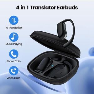 New 4 in 1 Translator Earbuds with Case Bluetooth Speaker headphones travel